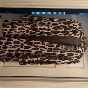 Tahari leopard cardigan coat